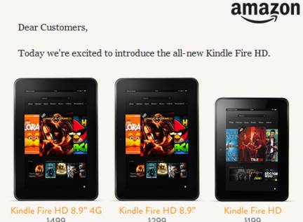 Amazon Kindle Fire HD等の仕様を一覧表にまとめてみた